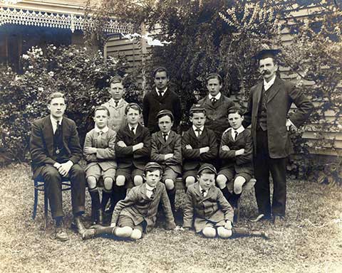 Arthur Stevenson with his pupils.